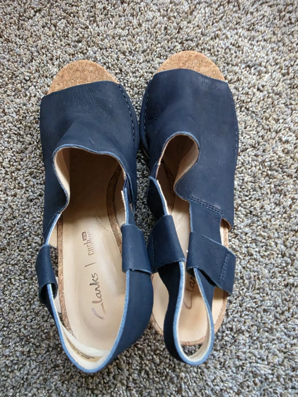 Clarks Navy Blue Wedge Slingback Espadrille